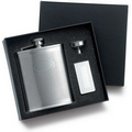 6 Oz. Stainless Steel Flask w/Oval Center and Funnel, Money Clip in Box